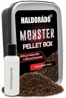 Pelety HALDORADO Monster Pellet Box 400g+10ml Korenistá pečeň