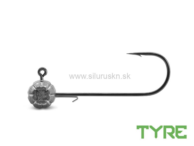 Jigová hlava s držiakom Delphin TYRE / 5ks 7,5g-6/0