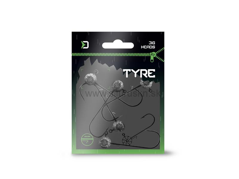 Jigová hlava s držiakom Delphin TYRE / 3ks 60g-8/0