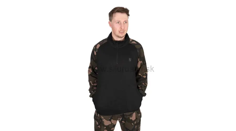 Mikina FOX LW Black / Camo qtr. zip - veľkosť M