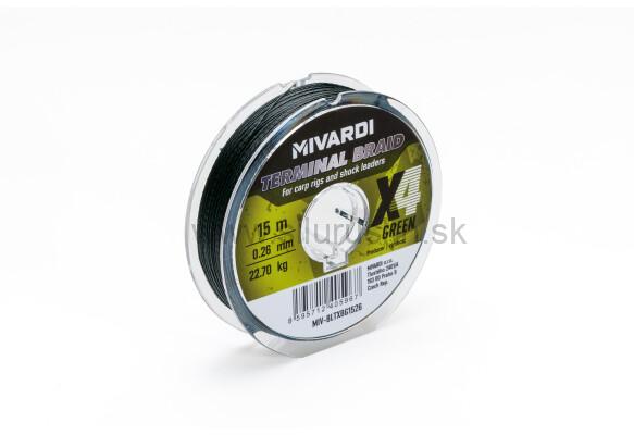 Šnúra MIVARDI Terminal X4 braid 0.12mm 8,95kg 15m - green