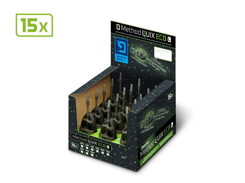 Krmítko bez olova Delphin Method QUIX ECO L / 90g 15ks