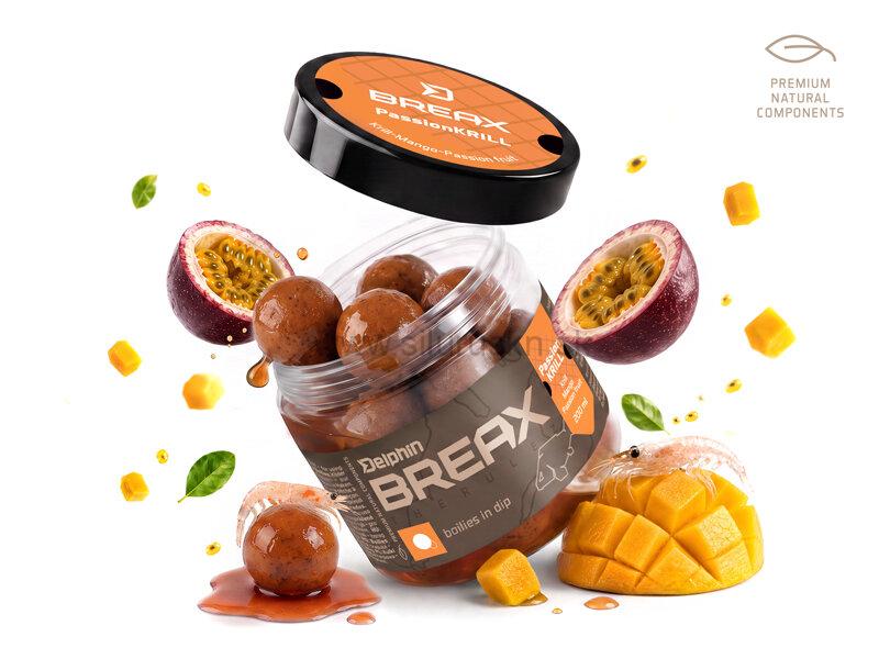 Boilies v dipe Delphin BreaX /PassionKRILL 200ml 20mm Krill-Mango