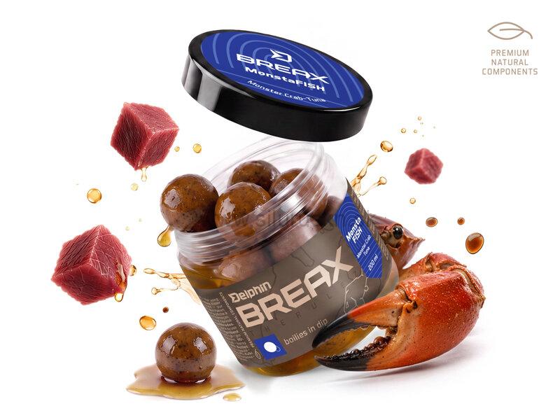 Boilies v dipe Delphin BreaX /MonstaFISH 200ml 20mm Monster Krab-Tuniak