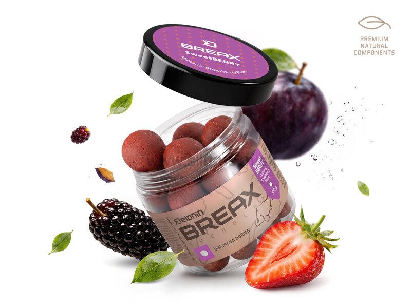 Vyvážené boilies Delphin BreaX /Sweet Berry 100g 24mm Moruša-Jahoda-Slivka