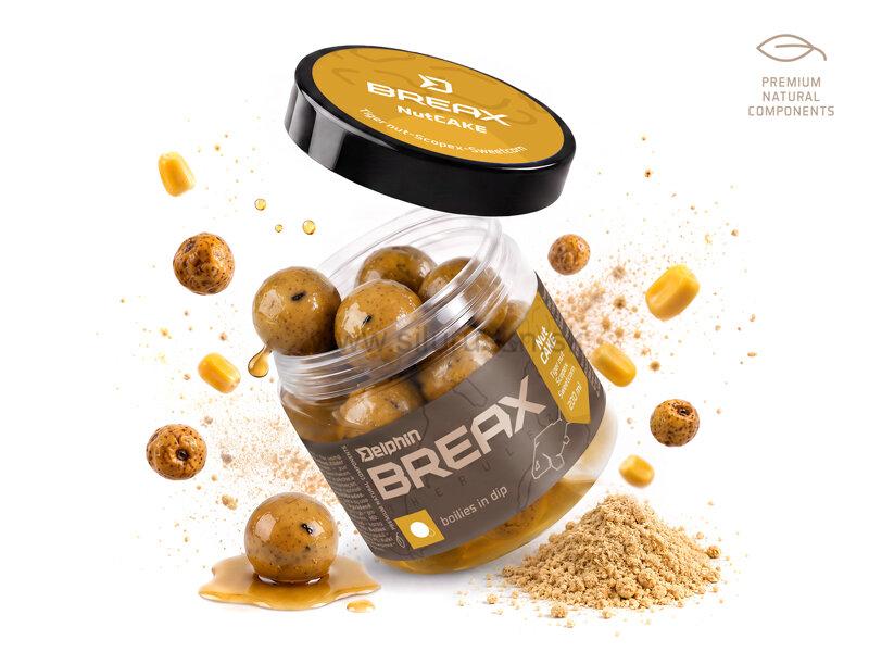 Boilies v dipe Delphin BreaX /NutCAKE 200ml 16mm Tigrí orech-Scopex-Kukurica