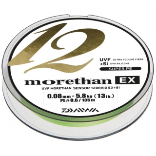 Šnúra Daiwa Morethan EX 12 Braid 135m 0,16mm lime-green