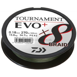 Šnúra Daiwa Tournament X8 Braid EVO+ Dark Green 900m 0,10mm