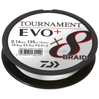 Šnúra Daiwa Tournament X8 Braid EVO+ White 2700m 0,10mm