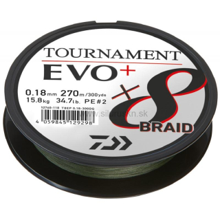 Šnúra Daiwa Tournament X8 Braid EVO+ Dark Green 2700m 0,14mm