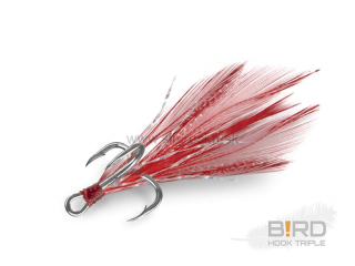Trojháčik Delphin B!RD Hook TRIPLE / 3ks červené perie #4