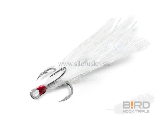 Trojháčik Delphin B!RD Hook TRIPLE / 3ks biele perie #8