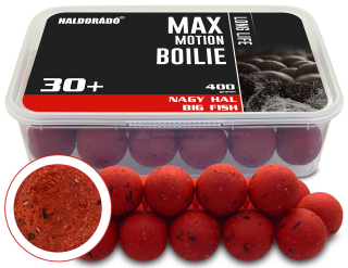 Boilies HALDORADO Max Motion Boilie Long Life 30+ 400g Korenistá červená pečeň