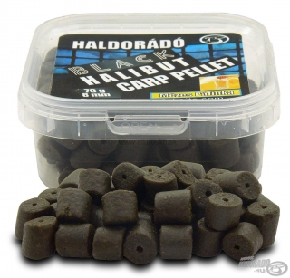 Pelety HALDORADO Black Halibut 8mm Med+pálenka 70g