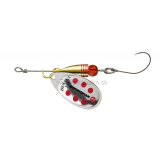 Rotačka Cormoran Bullet Single Hook č.1 3,0g strieborná s červenými bodkami