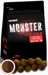 Boilies HALDORADO Monster Hard boilie 24+ 700g Pečeň - Krv